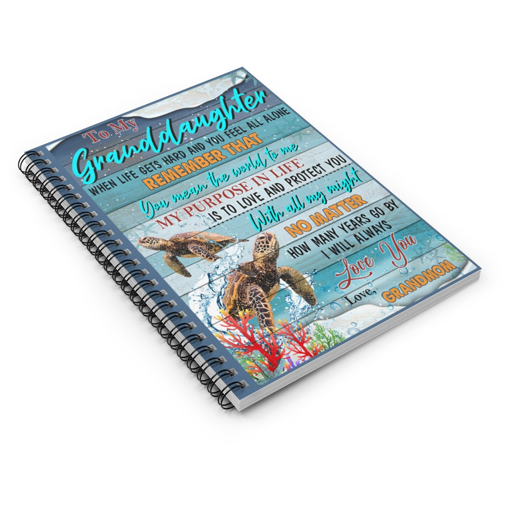 Spiral Notebook To My Granddaughter You Mean The World To Me Friendly Notebook Awesome Happy Birthday Gift