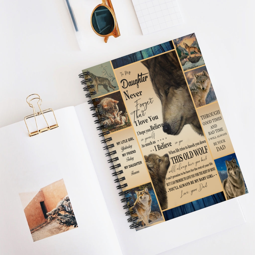 Spiral Notebook Quilt Fleece Blanket Gifts With Wolf To My Daughter Gift For Mom Women Men Mother's Day Ruled Line