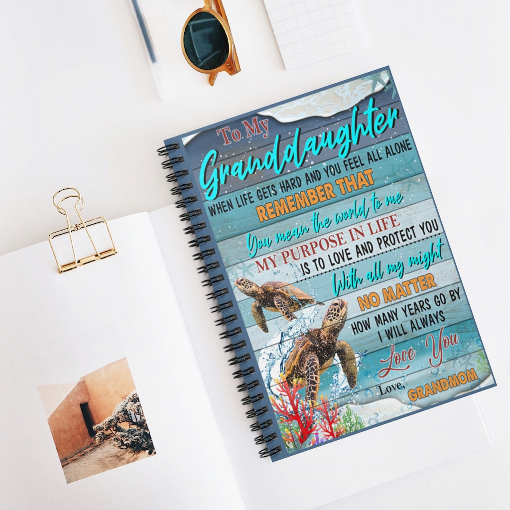Spiral Notebook To My Granddaughter You Mean The World To Me Friendly Notebook Awesome Happy Birthday Gift