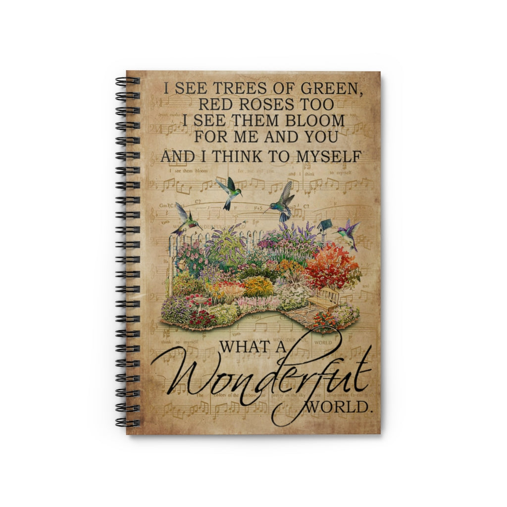 Floral Music Sheet Wonderful World Hummingbird Basics Wide Ruled Classic Ruled Notebook/Journal For Office, Students, School Supplies Writing Notebook 118 Pages