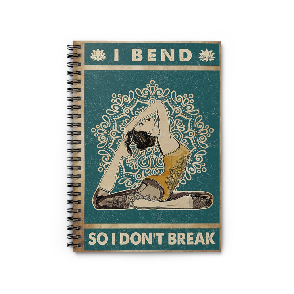 Spiral Notebook Retro Teal I Bend Yoga Meaningful Quote School Smart Spiral Composit