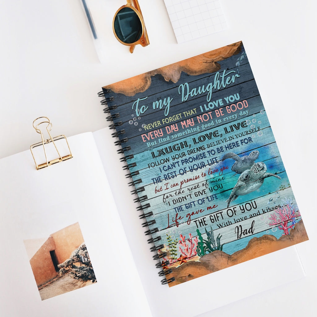 Spiral Notebook TO MY DAUGHTER I LOVE YOU TURTLE PRINT POSTER WALL ART HOME DECOR-gigapixel