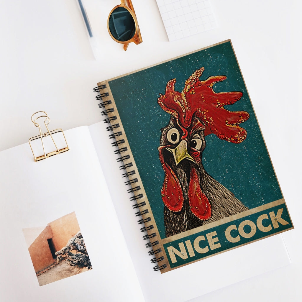 Spiral Notebook Retro Green Nice Cock Chicken Spiral Bound Notebook 6x8 for Writing Mum Gift
