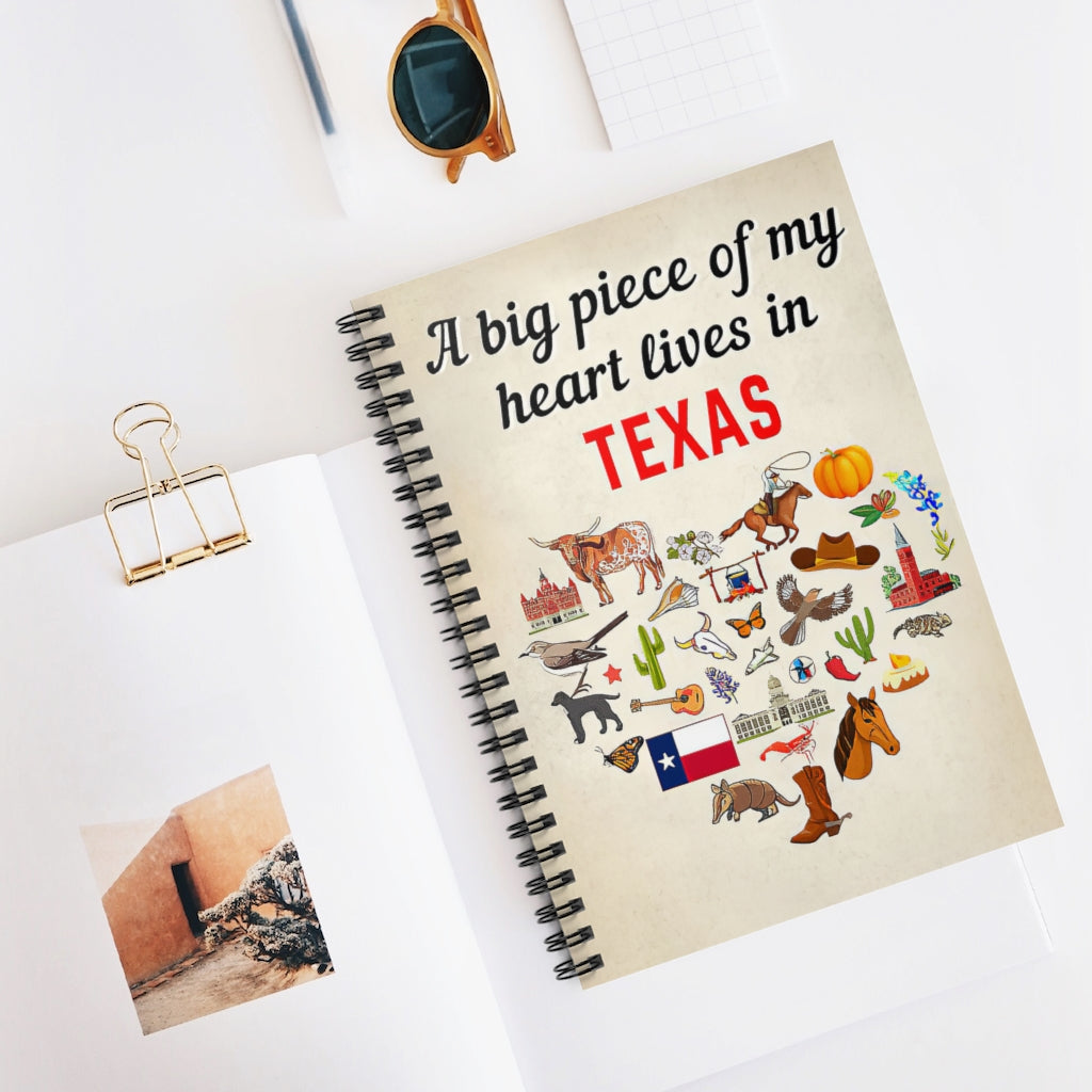 Spiral Notebook A Big Piece Of My Heart Lives In Texas Subject Notebooks Baby Journal Keepsake Spiral Notebook Gift On Birthday Smart Notebook