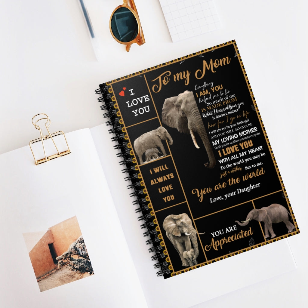 Spiral Notebook Thanhlk Elephant Blanket - To My mom - I Will Alway Love You Fleece Blanket Gift for Mom Ruled Line