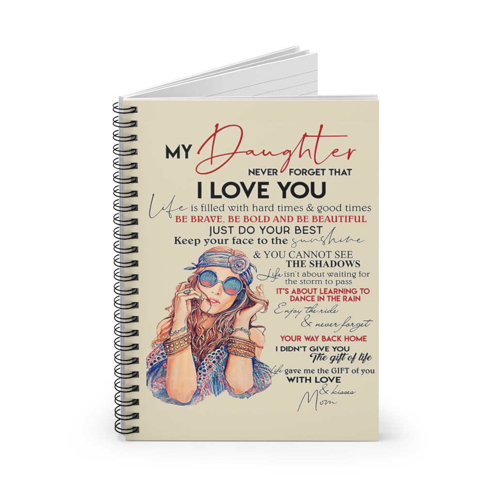 Spiral Notebook To My Daughter Keep Your Face To Sunshine Hippie Ruled Line College Ruled Paper 118 Sheets Gift Ideas Home School Supplies for College Students Subject Notebooks