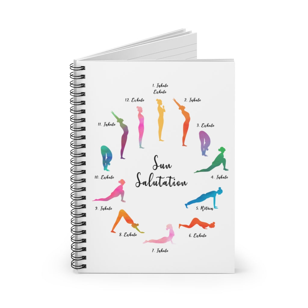 Spiral Notebook Inspirational Yoga Sun Salutation Vertical Framed Wall Hanging Home Room Birthday Housewarming Wedding Gift On Birthday, Christmas