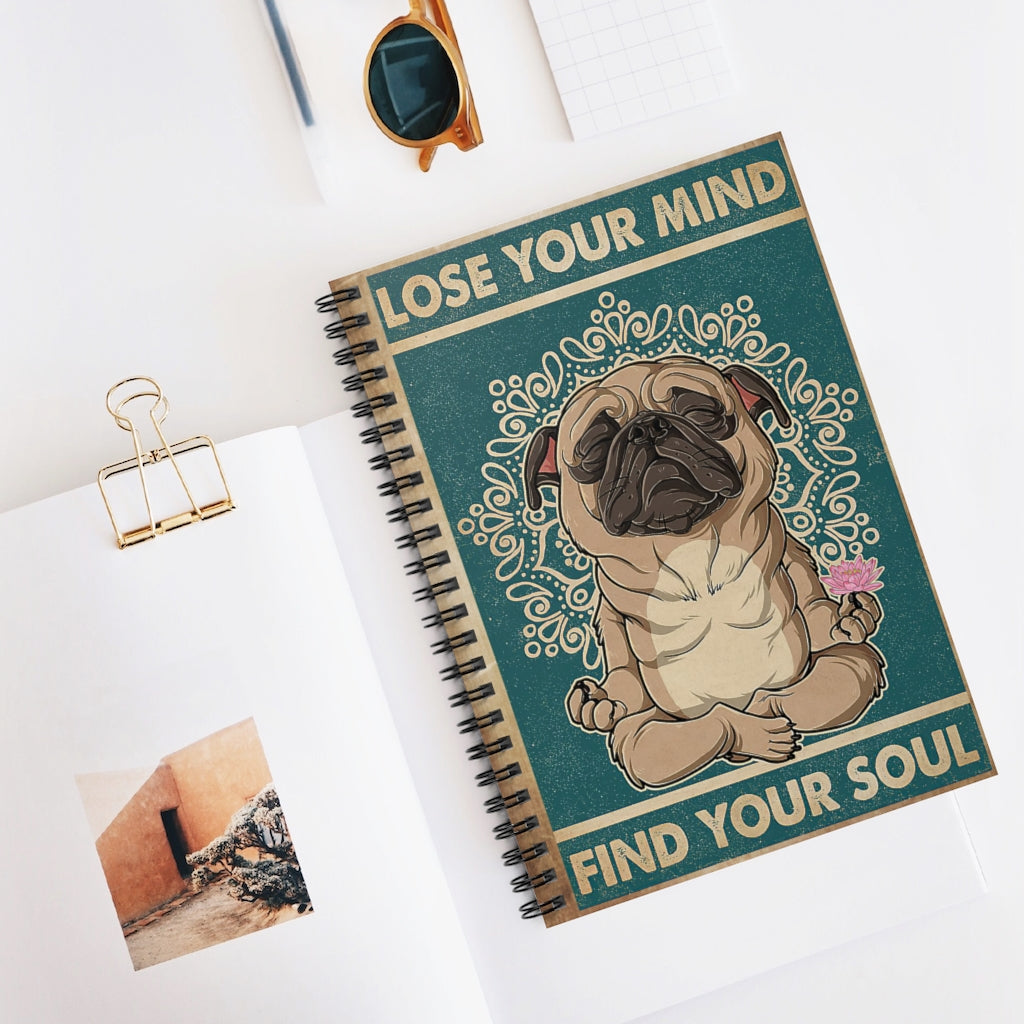 Spiral Notebook Retro Find Your Soul Pug Yoga Baby Journal Keepsake Spiral Notebook Gift On Birthday