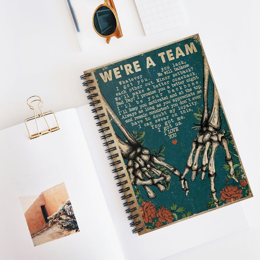 Spiral Notebook We're A Team Skeleton Wide Rule Meaningful Quote School Smart Spiral Composit