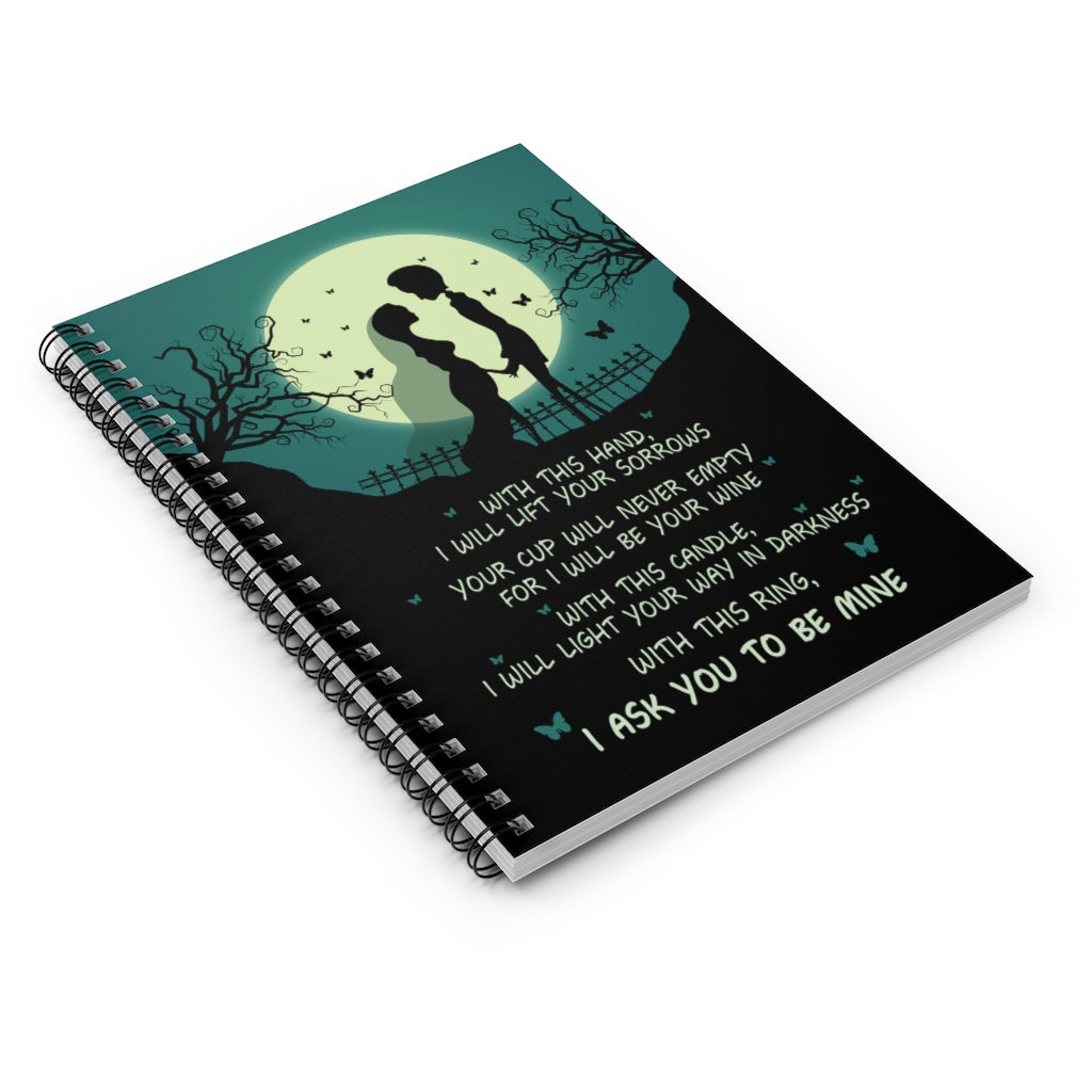 Spiral Notebook Meaningful Quote Corpse Bride with This Hand – Wall Art Gift Family Unisex Awesome On Birthday Ruled Line