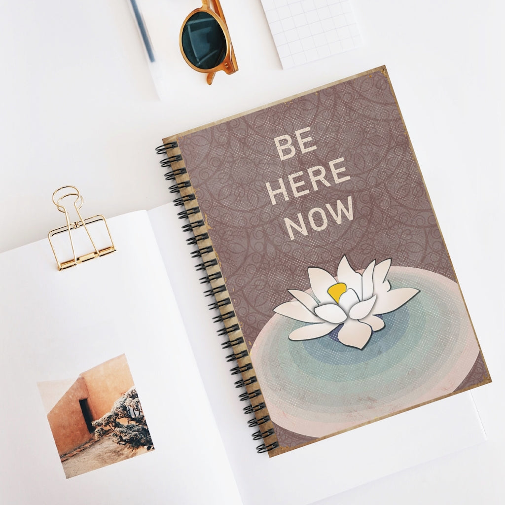Spiral Notebook Vintage Be Here Now Yoga For Office, Students, School Supplies Writing Notebook 118 Pages
