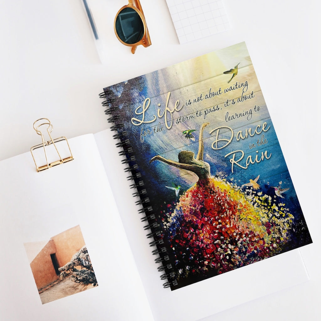 Spiral Notebook - Ruled Line Hummingbird Girl Dance In The Rain Stationery Gift Spiral Notebooks Soft Cover 118 Pages Lined Notebook Personalized Notebook