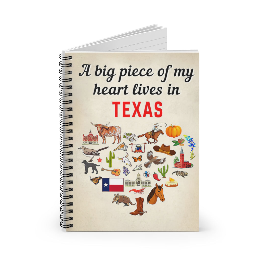 Spiral Notebook A Big Piece Of My Heart Lives In Texas Subject Notebooks Baby Journal Keepsake Spiral Notebook Gift On Birthday Smart Notebook