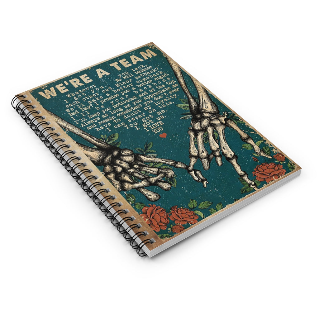 Spiral Notebook We're A Team Skeleton Wide Rule Meaningful Quote School Smart Spiral Composit