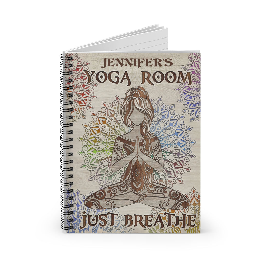Spiral Notebook Personalized Yoga Room Mandala Just Breathe Inspirational Ideas Premium Gift Family Awesome On Birthday