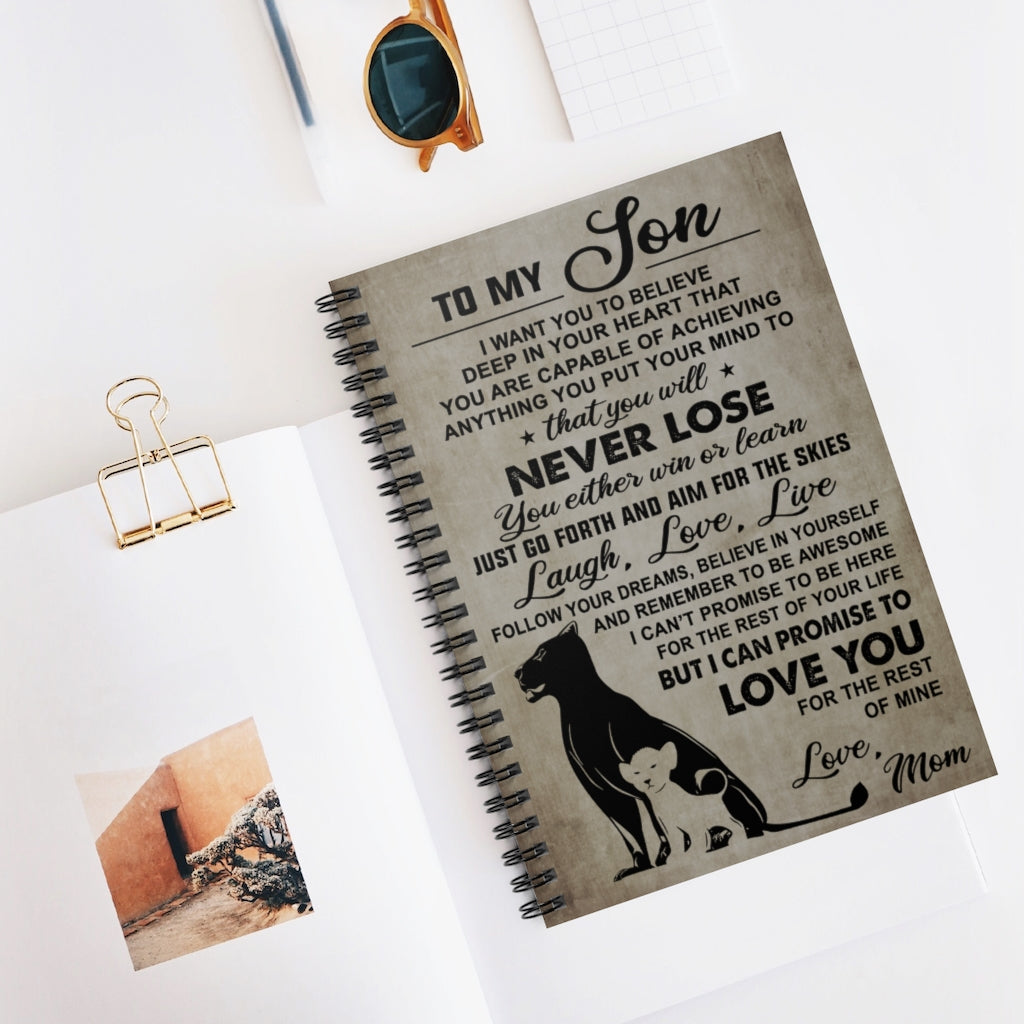 Spiral Notebook To My Son I Can Promise To Love You Love Mom 118 Pages Lined Notebook Personalized Notebook Spiral Bound Notebook 6x8 for Writing
