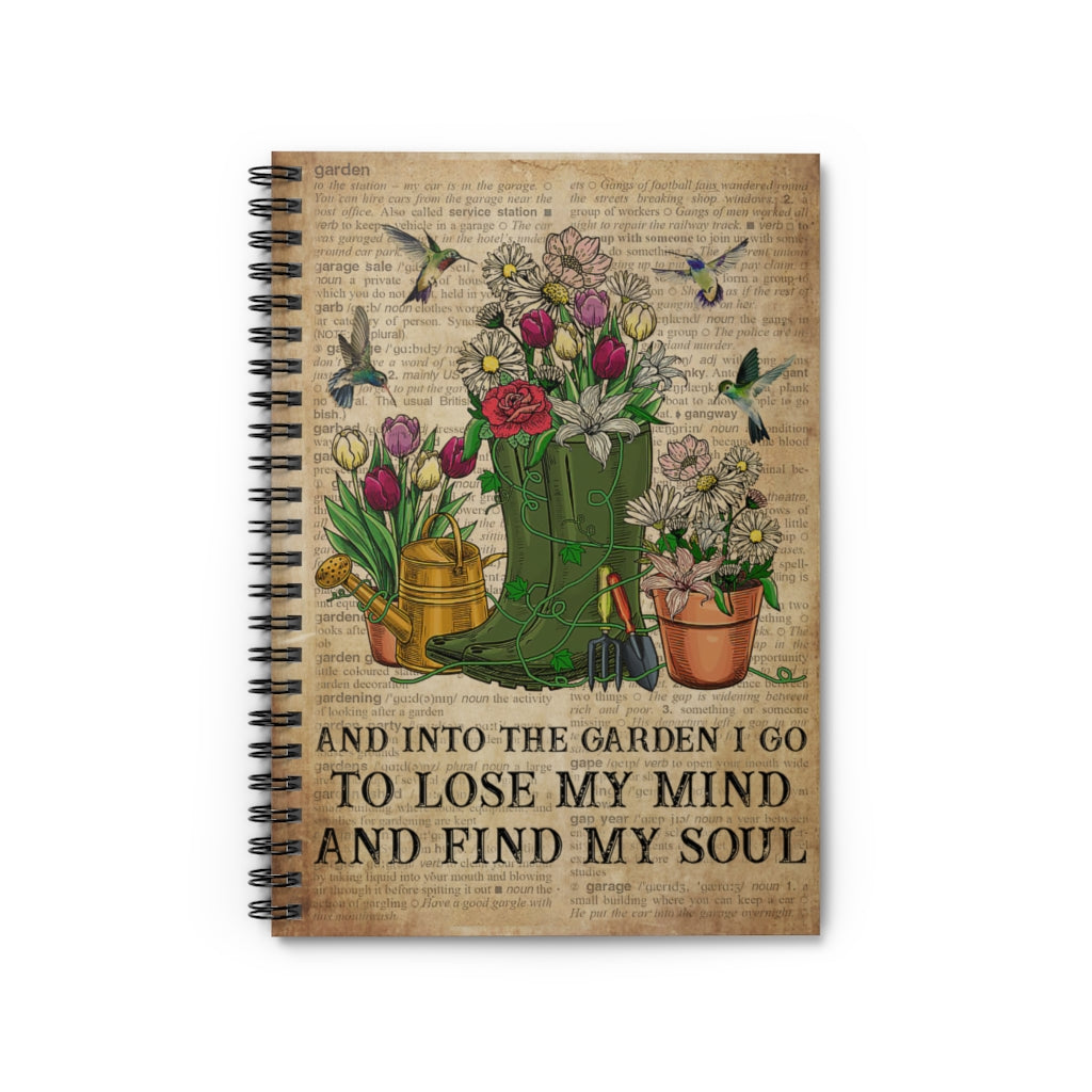 Spiral Notebook - Ruled Line Dictionary Garden Find My Soul Garden Hummingbird Wide Rule Meaningful Quote School Smart Spiral Composit Cover Spiral Organization Book