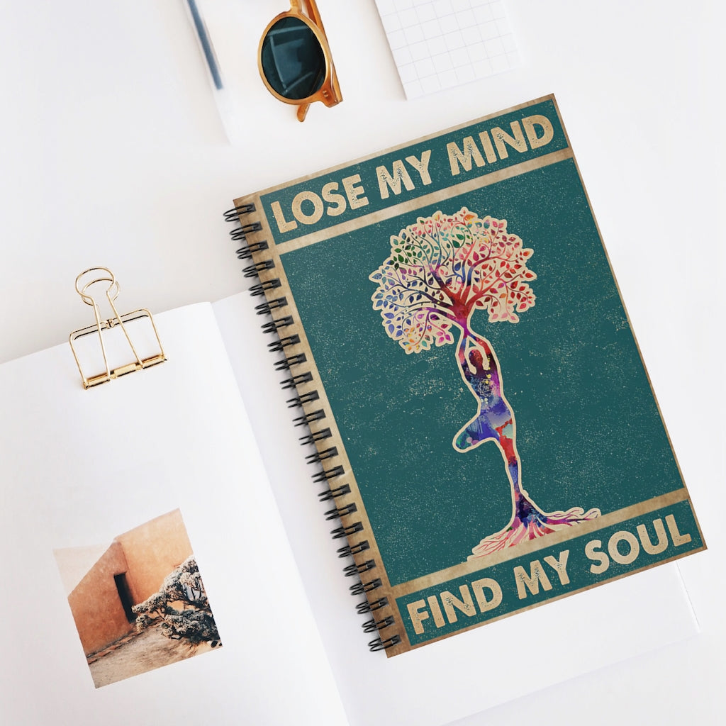 Spiral Notebook Retro Green Tree Pose Lose Your Mind Perfect for Office Home School Business Writing & Note Taking New Parents