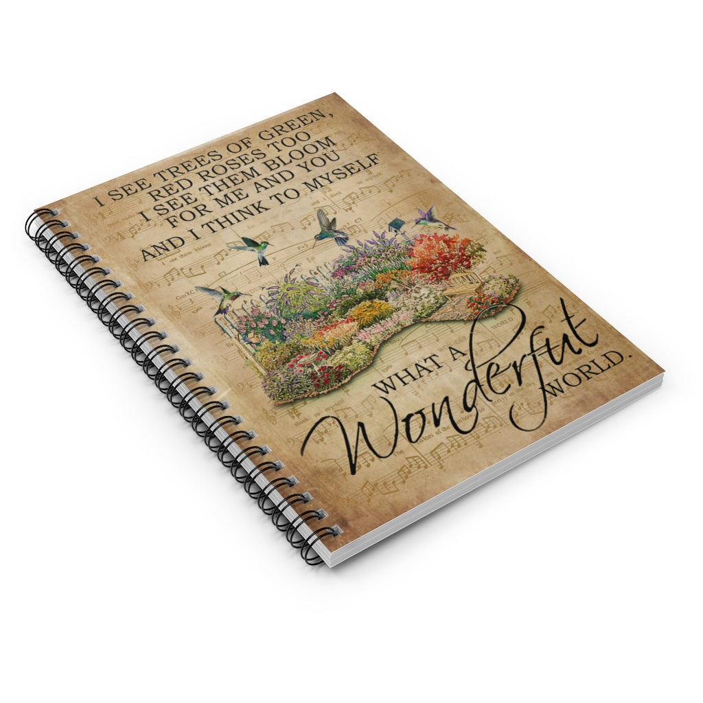 Floral Music Sheet Wonderful World Hummingbird Basics Wide Ruled Classic Ruled Notebook/Journal For Office, Students, School Supplies Writing Notebook 118 Pages