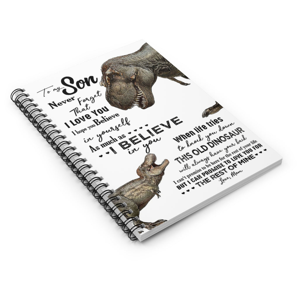 Spiral Notebook Papa And Baby Dinosaur To My Son Never Forget That I Love You Inspirational to My Family Friend Gift Unisex Baby Journal Keepsake Spiral Notebook