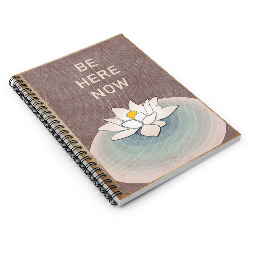 Spiral Notebook Vintage Be Here Now Yoga For Office, Students, School Supplies Writing Notebook 118 Pages