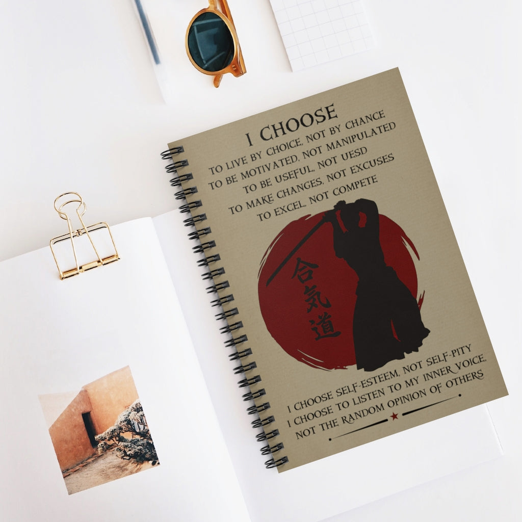 Customized I Choose - English - Aikido Family Friend, Awesome Birthday Perfect Happy Birthday Gift Spiral Notebook - Ruled Line