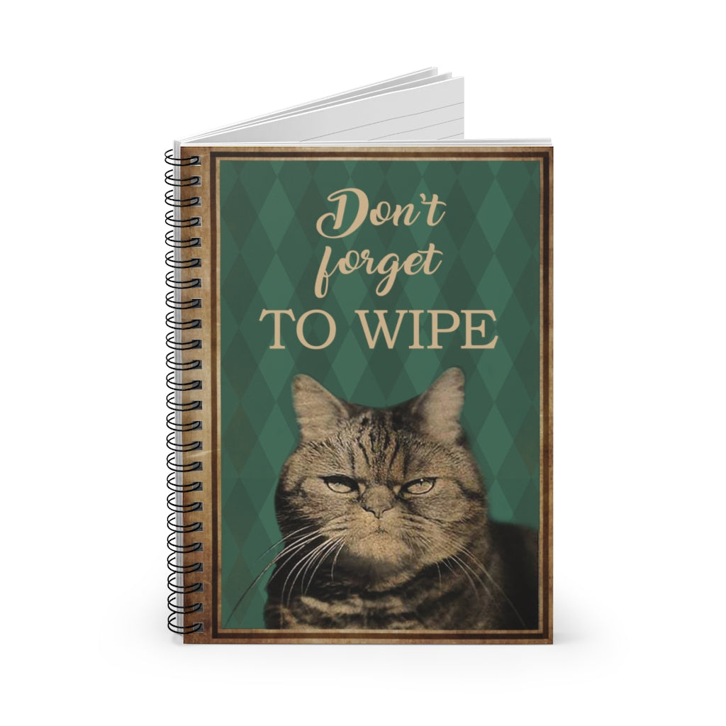 Spiral Notebook to My Dad Smoke Cat Bathroom Remember to Wipe Poster, Funny Bathroom Art, Bathroom Wall Art Quotes, Funny Cat Art, Birthday Gifts for Him Ruled Line