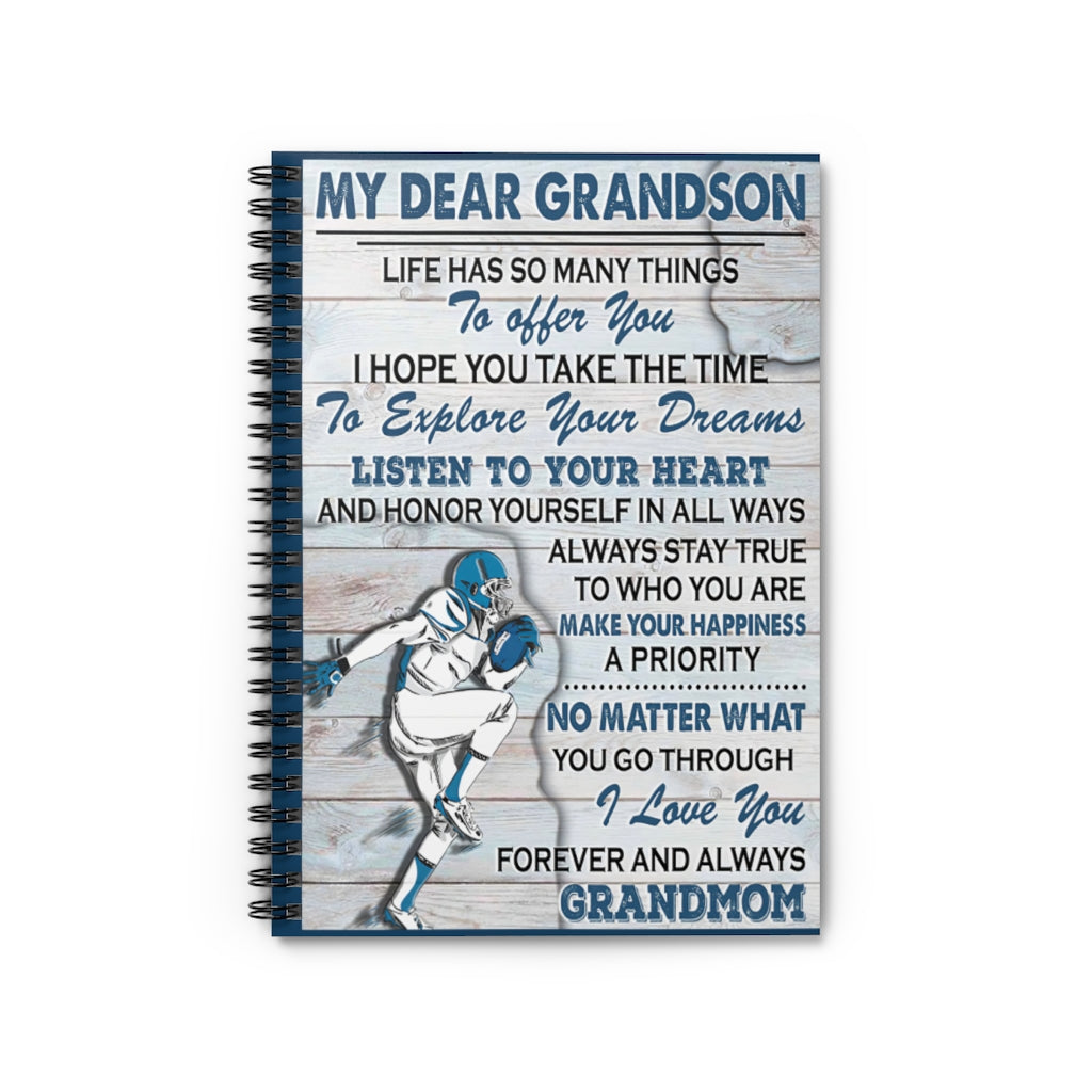 Spiral Notebook My Dear Grandson I Love You Forever And Always Grandmom Vintage Signs Gifts Woman Men College Ruled Paper 118 Sheets