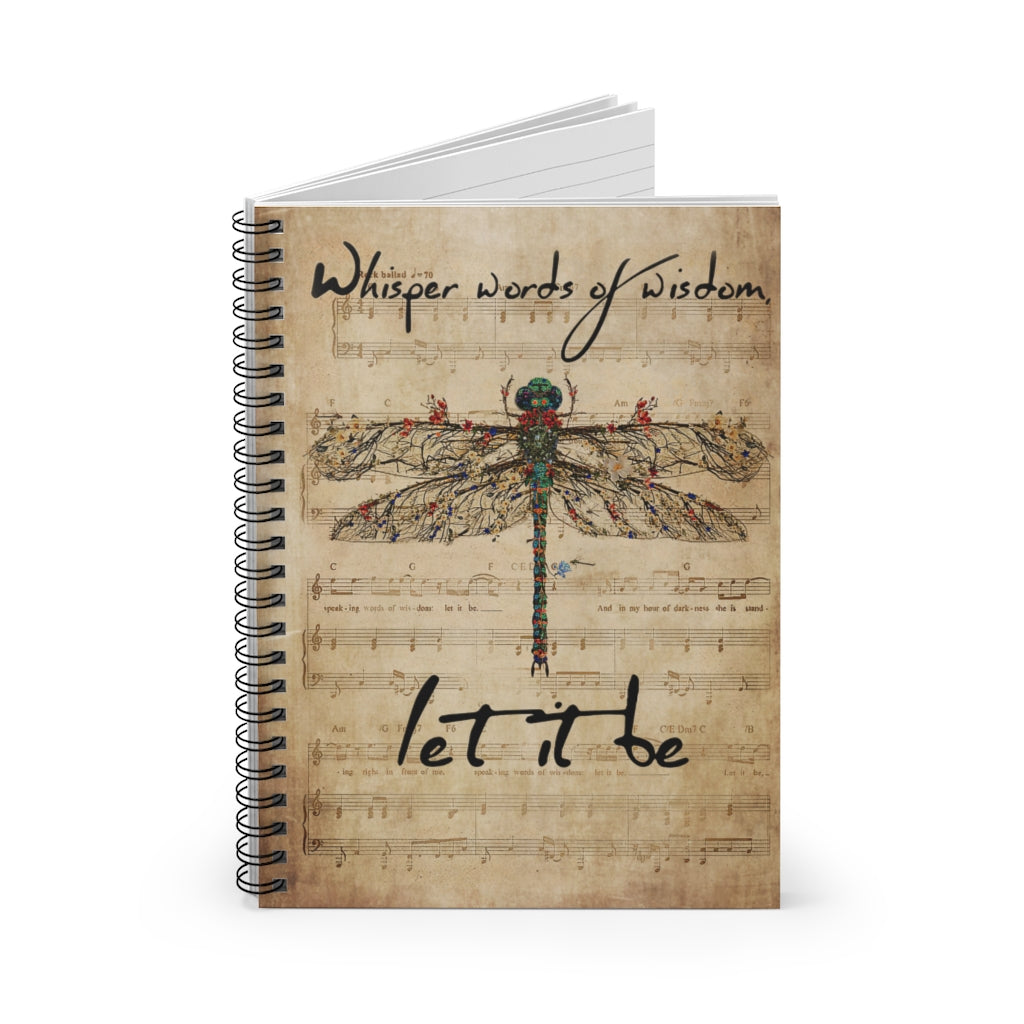 Spiral Notebook Music Sheet Let It Be Dragonfly Classic Ruled Notebook/Journal For Office, Students, School Supplies Writing Notebook 118 Pages