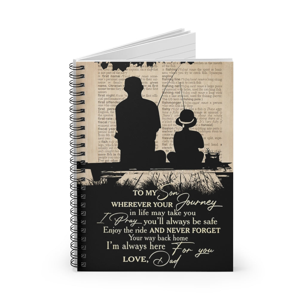 Spiral Notebook - Ruled Line Fishing To My Son Vertical Premium Gift Family Awesome On Birthday Motivational gift Family Basics Wide Ruled