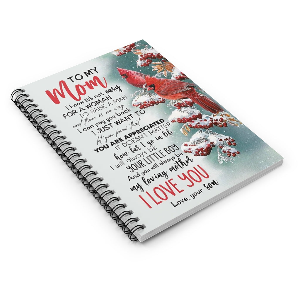 Spiral Notebook TO MY MOM FROM SON CARDINAL BIRDS-gigapixel