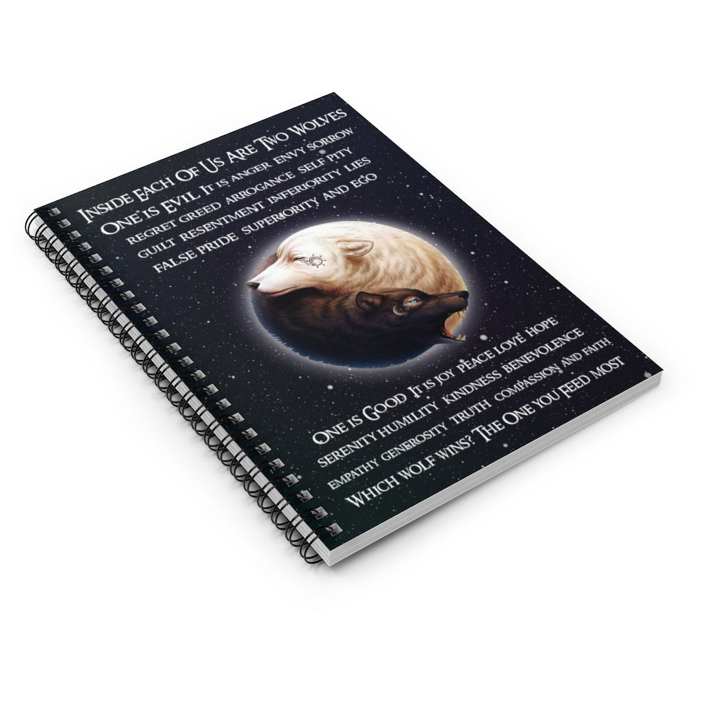 Spiral Notebook Paper Inside Each of Us are Two Wolves – Wolf Wall Art Gift Family Unisex Awesome On Birthday Gift Ideas Baby Journal