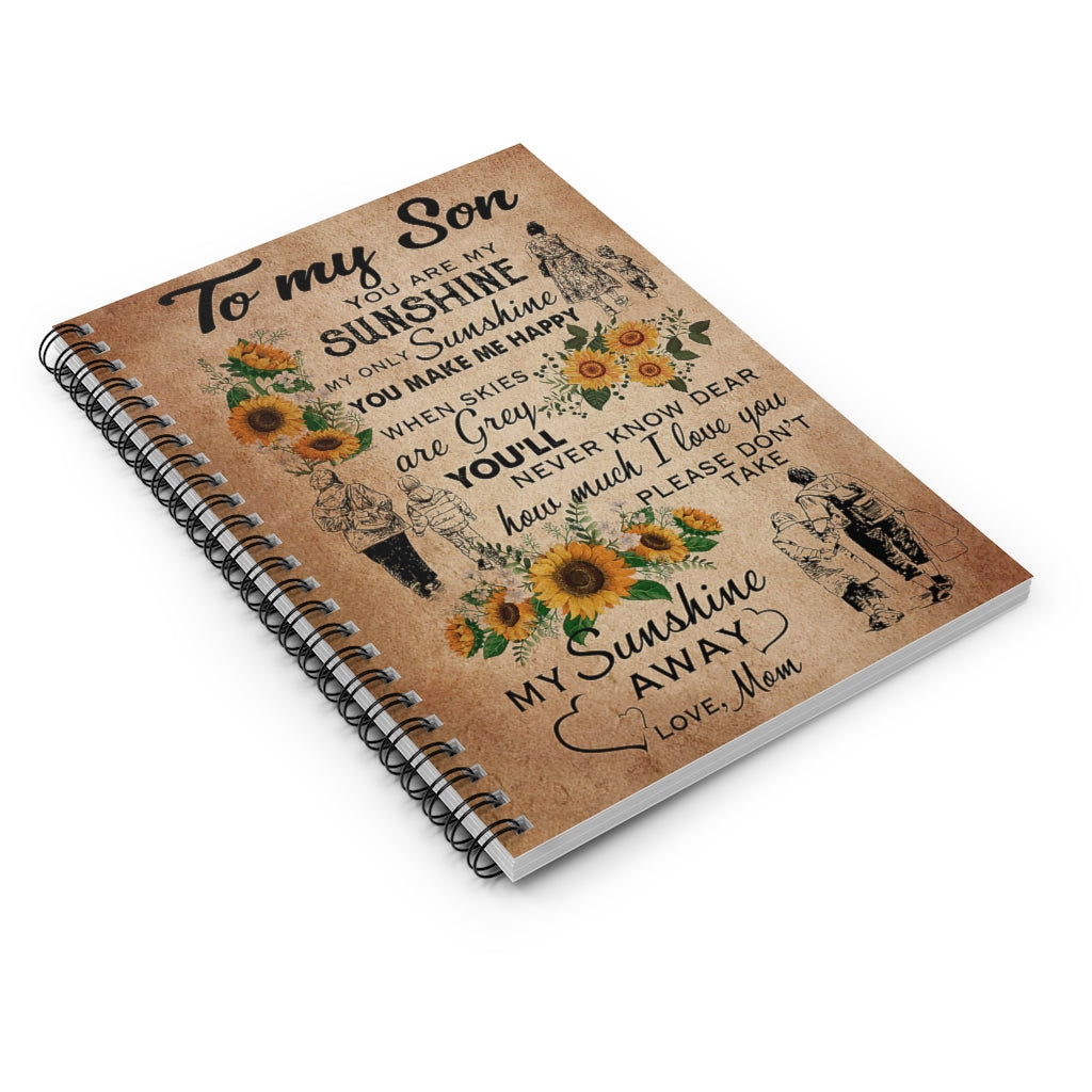 Spiral Notebook To My Son Please Don’t Take My Sunshine Away Love Mom Home School Supplies for College Students Subject Notebooks Baby Journal
