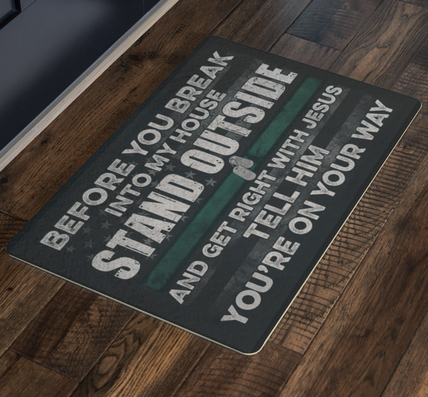 Bestcustom Veteran Before You Break Into My House Indoor and Outdoor Doormat Warm House Gift Welcome Mat Funny Gift for Friend Family Birthday Gift (Indoor & Outdoor Doormat 30x18)