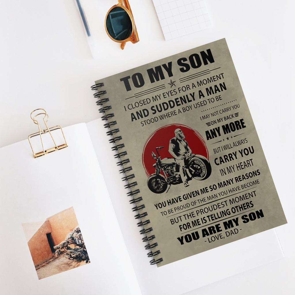Spiral Notebook - Ruled Line To My Son I Closed My Eyes For A Moment Best Riding Motorcycle Keepsake Spiral Notebook Gift On Birthday