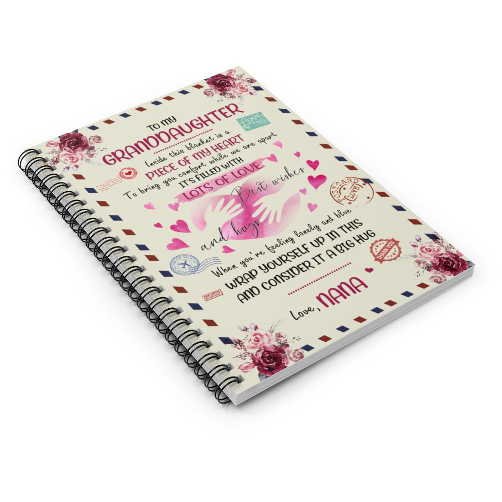 Spiral Notebook to My Granddaughter Inside This Blanket is a Piece of My Heart from Nana Fleece Blanket Ruled Line