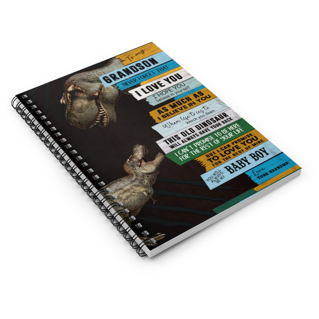 Spiral Notebook Inspiration gift Dinosaur To My Grandson Never Forget That I Love You This Old Dinosaur I Can Promise To Love You Be My Baby Boy Love Your Grandma Awesome Birthday Perfect Happy Birthday Gift Ruled Line