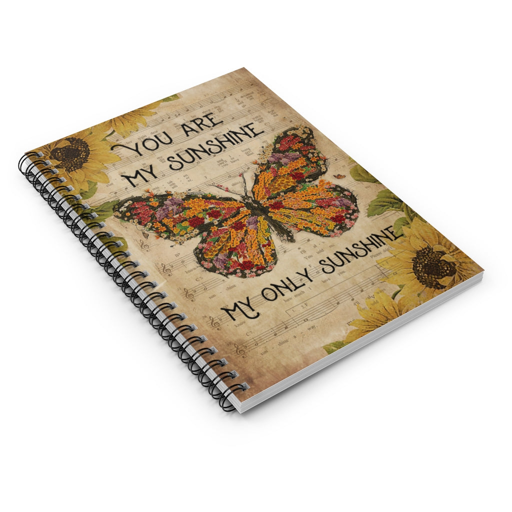 Spiral Notebook Music Sheet You Are My Sunshine Butterfly Friendly Notebook Awesome Happy Birthday Gift Basics Wide Ruled Wirebound Spiral Notebook