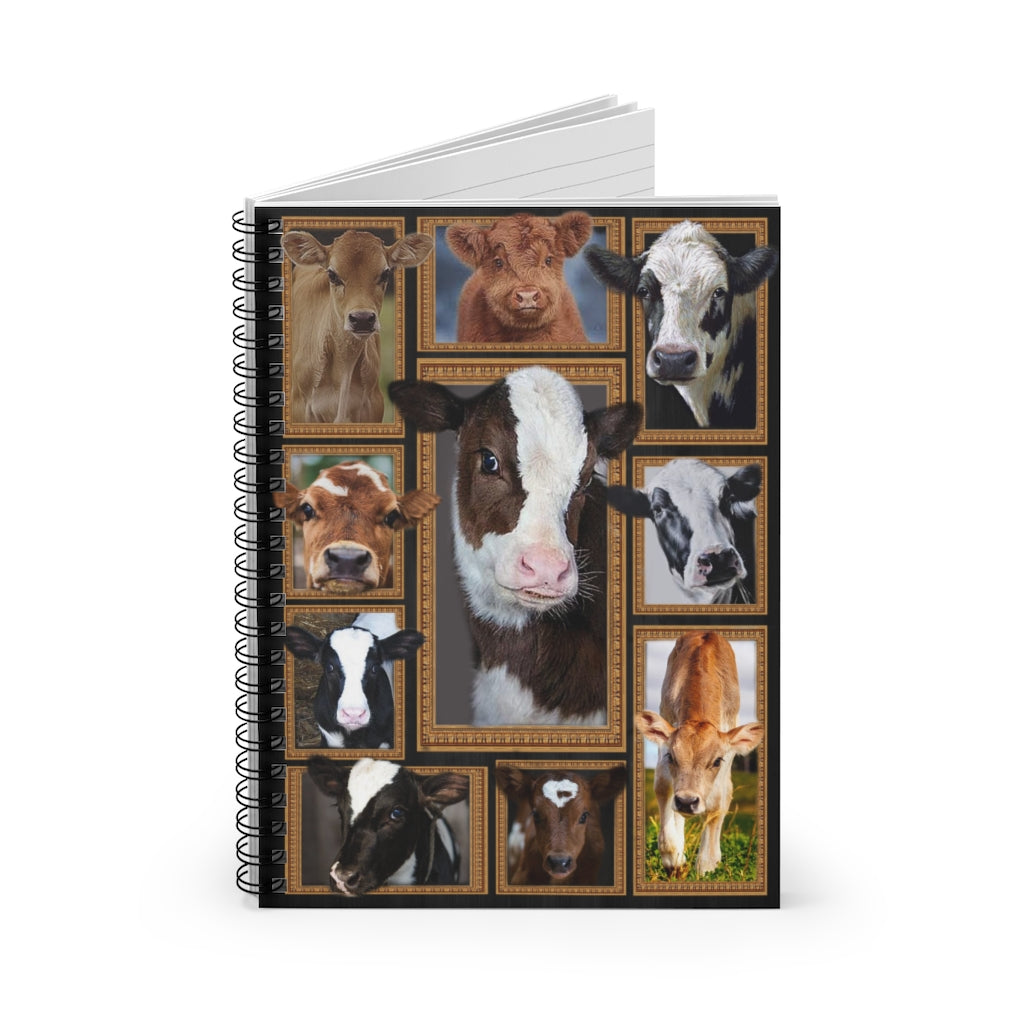 Spiral Notebook - Ruled Line Cute Cows - Cute Cows Happy Cow Print Cow Quilt Throw Stationery Gift, Personalised Notebook