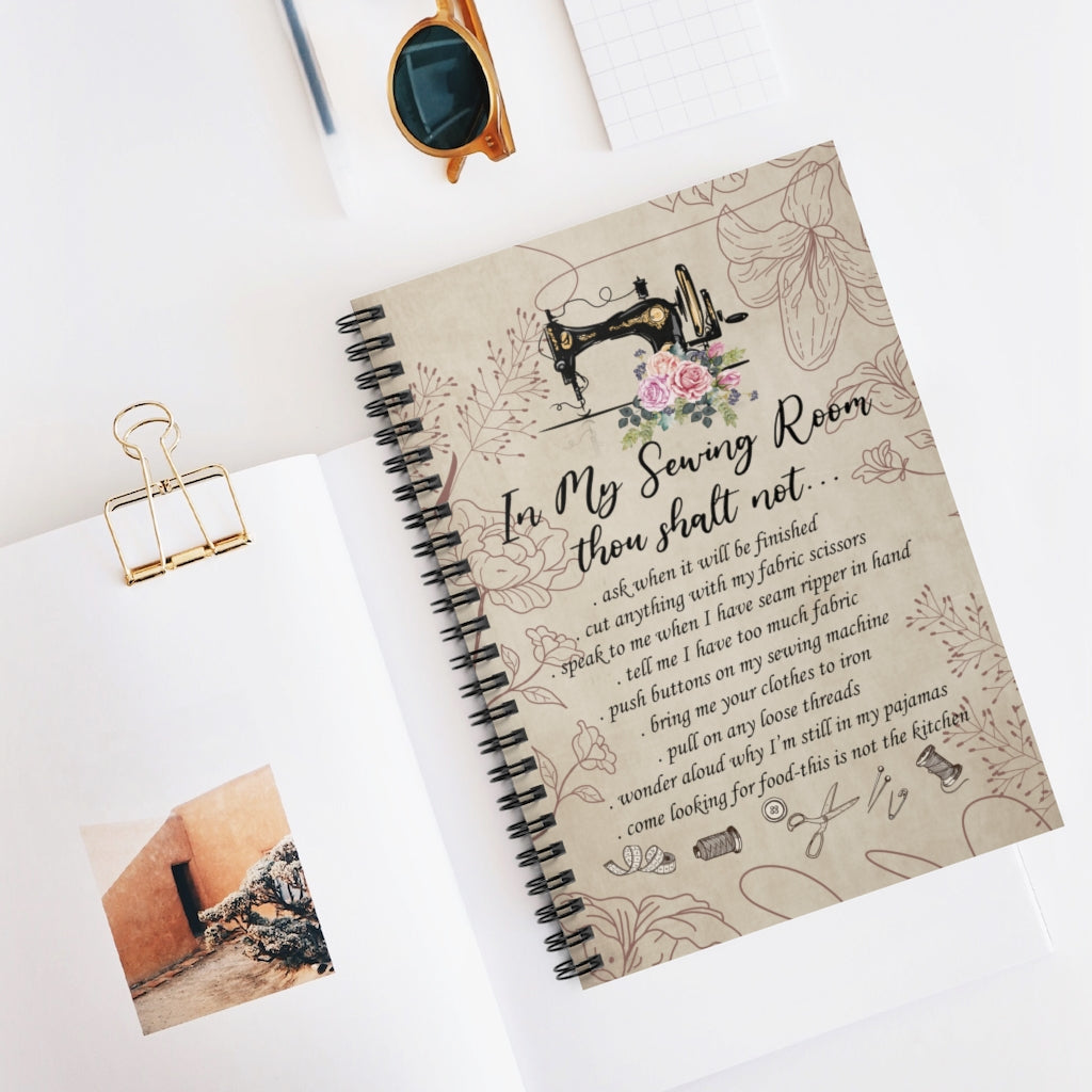 Spiral Notebook - Ruled Line to My Wife Poster in This Sewing Room Thou Shalt Not Quotes Sign Sewing Rules Saying Wall Art No Frame Poster Woman Bedroom, Kitchen and Living Room Decor, Birthday, Chirstmas Gifts for Wife