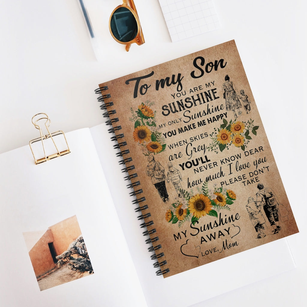 Spiral Notebook To My Son Please Don’t Take My Sunshine Away Love Mom Home School Supplies for College Students Subject Notebooks Baby Journal
