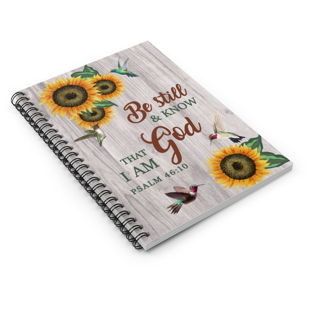 Spiral Notebook Inspirational To My Granddaughter Be Still and Know That I Am God Psalm Humming Bird Sunflower Ruled Line