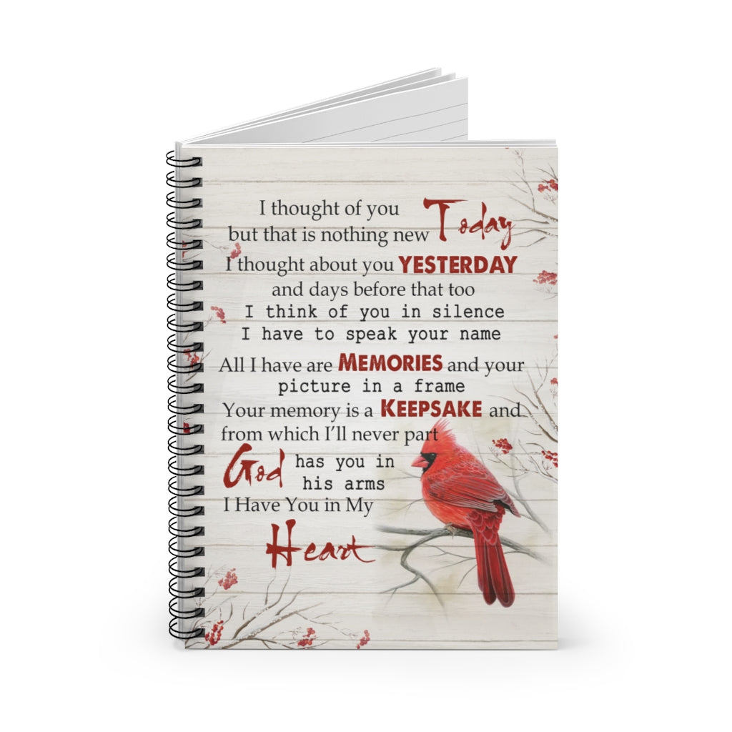 Spiral Notebook iWow Cardinal I Thought of You Today Canvas Framed Poster Birthday Christmas Housewarming Gift Wall Hangings Home Room Decor 8x12 Canvas