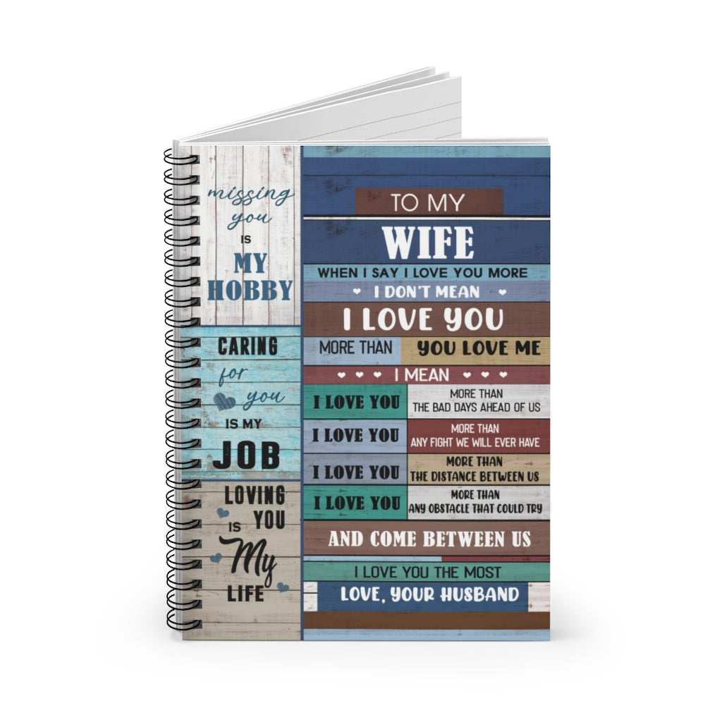 Spiral Notebook Family Blanket to My Wife I Love You More Than You Love me Missing You is My Hobby Come Between us I Love You The Most Love Your Husband