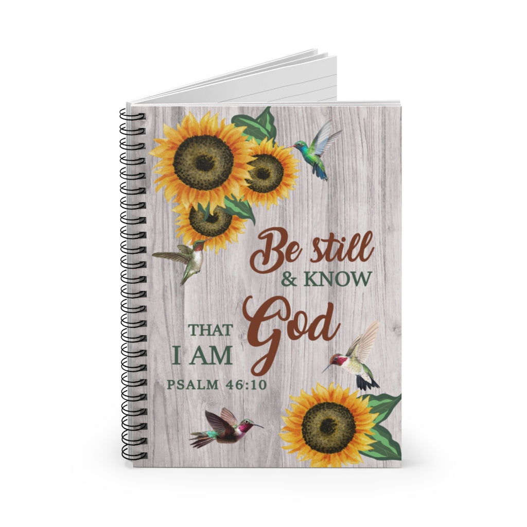 Spiral Notebook Inspirational To My Granddaughter Be Still and Know That I Am God Psalm Humming Bird Sunflower Ruled Line
