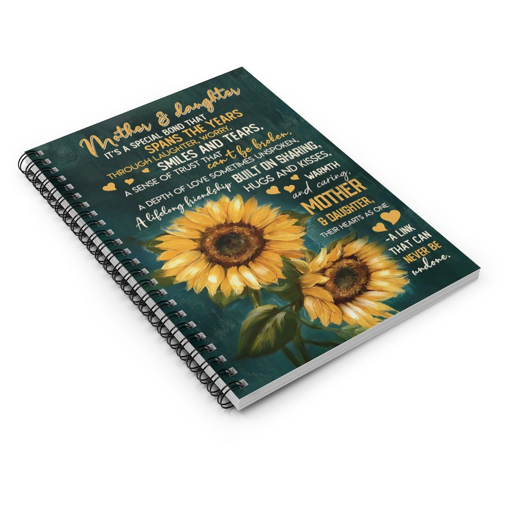 Spiral Notebook Mother And Daughter Their Hearts As One A Link That Can Never Be Undone Awesome Happy Birthday Gift Motivational gift Family