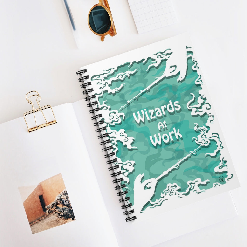 Spiral Notebook - Ruled Line Wizards Magical Wand Printable Downloadable Magic Art Print Decor Nerd Fantasy Witch Gifts