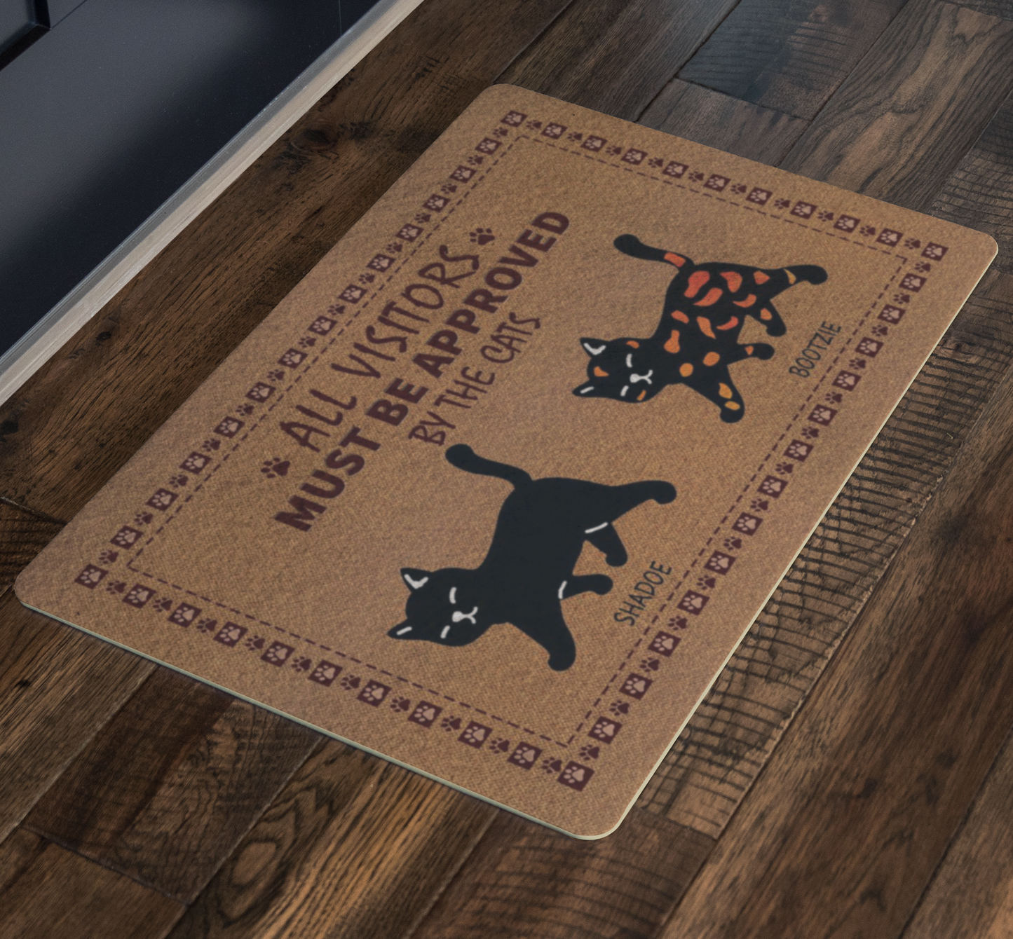 Funny Personalized Cats Doormat, All Visitors Must Be Approved by Catss, Personalized Cats Welcome Doormat, Housewarming Gift, Home Decoration 18"x26"