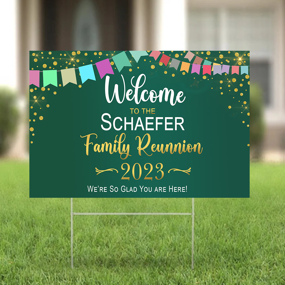Family Reunion Sign With Arrow, Reunion Yard Sign, Printed Yard Sign, Family Event Yard Sign, Outdoor Directional Sign