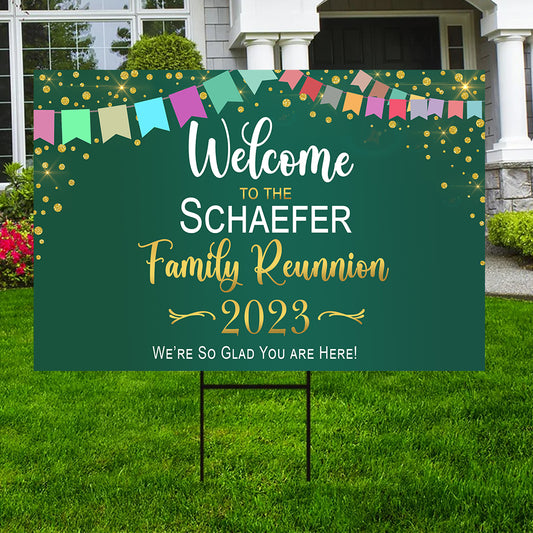 Family Reunion Sign With Arrow, Reunion Yard Sign, Printed Yard Sign, Family Event Yard Sign, Outdoor Directional Sign